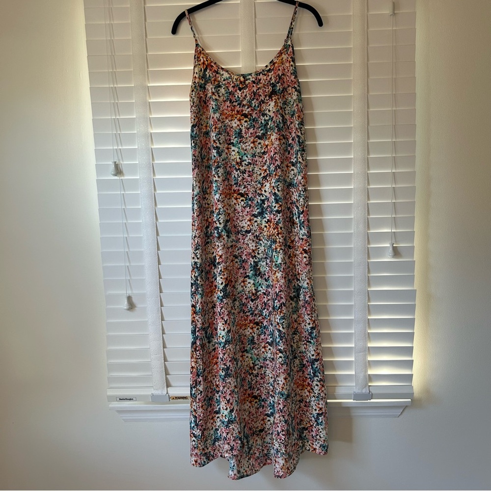 Lucy & Laurel Dress Pink and Green Maxi Sleeveless Spaghetti Strap Casual XS